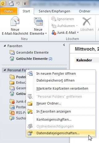 Kennen Sie die Größe Ihrer Outlook Postfaches?