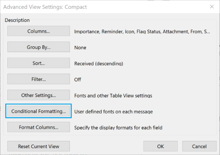 Conditional Formatting options