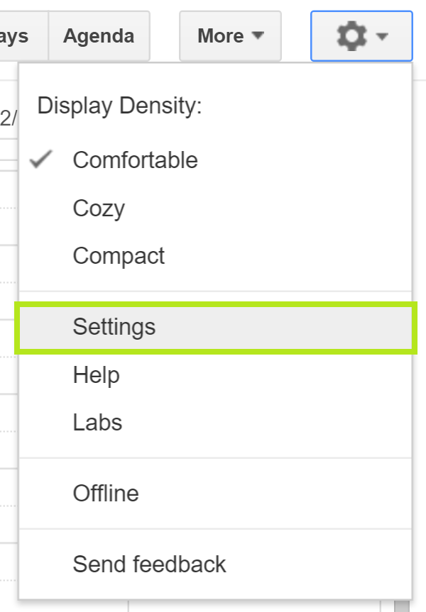 Google calendar settings