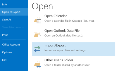 Export outlook data