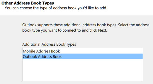 outlook address book add